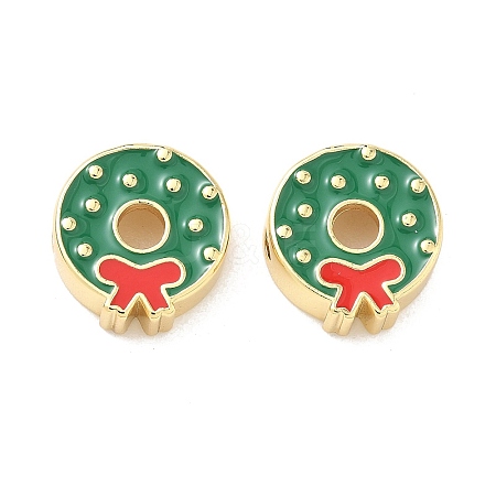 Christmas Brass Enamel Beads KK-I474-G13-1