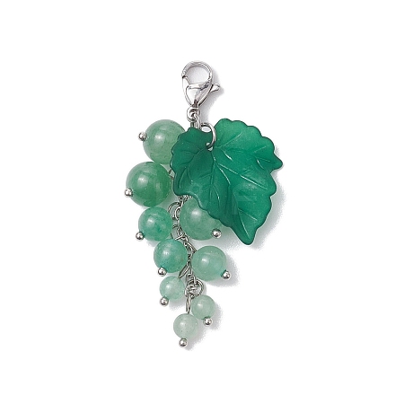 Grape Natural Green Aventurine Pendant Decorations HJEW-TA00266-03-1