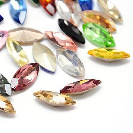 Glass Pointed Back Rhinestone Cabochons RGLA-A011-5x10mm-M-1