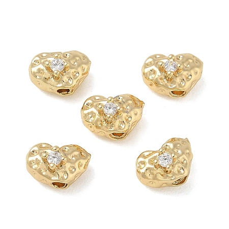 Brass Micro Pave Clear Cubic Zirconia Beads CU-CBAC675-09G-1