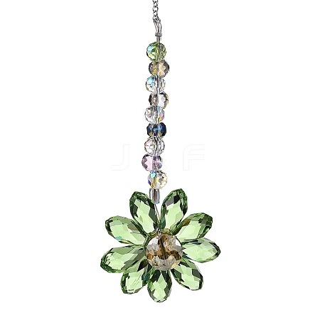 Glass Flower Hanging Suncatchers HJEW-C009-01B-1