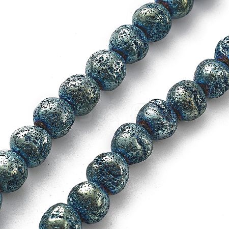 Electroplated Natural Lava Rock Beads Strands G-A251-D01-01A-1