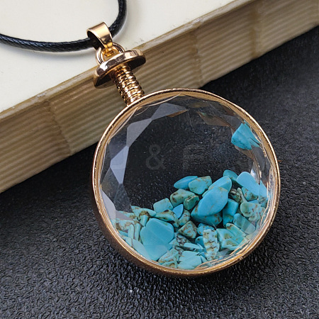 Synthetic Turquoise Chip Glass Bottle Pendants PW-WG62340-08-1