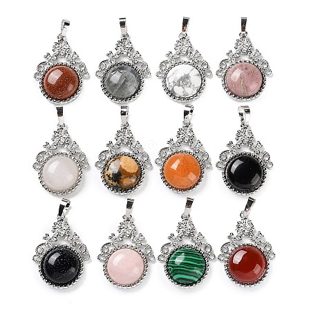 Natural & Synthetic Mixed Gemstone Pendants G-P498-01P-1