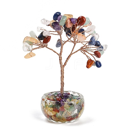 Natural Mixed Stone Chips Tree of Life Decorations DJEW-B013-01E-1