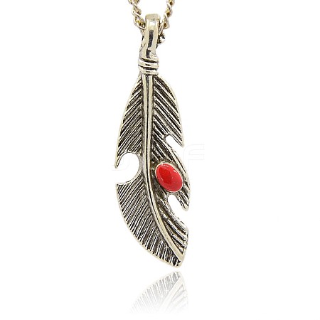 Antique Silver Alloy Enamel Leaf Pendants PALLOY-J207-03AS-1