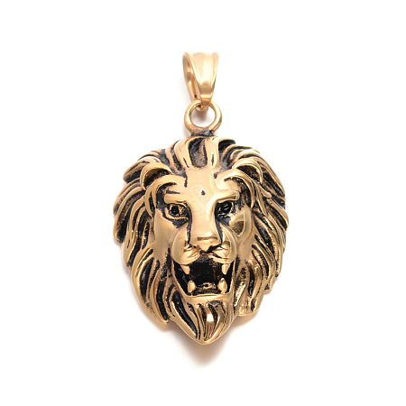 Lion Retro 304 Stainless Steel Pendants STAS-F011-38C-1