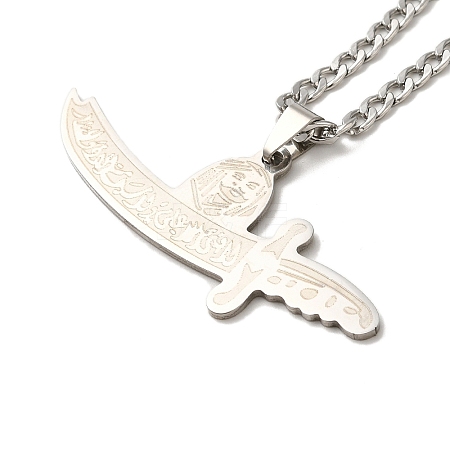 Non-Tarnish Sword Pendant Necklaces NJEW-C043-03P-1