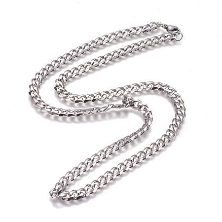 Non-Tarnish 304 Stainless Steel Cuban Link Chain Necklaces NJEW-L159-02A-P-1