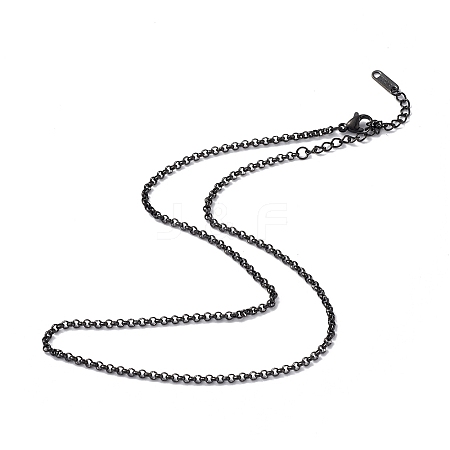 304 Stainless Steel Rolo Chain Necklace for Men Women NJEW-K245-022C-1