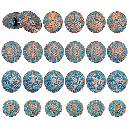 24Pcs 4 Styles 1-Hole Zinc Alloy Shank Buttons BUTT-PH0001-60-1