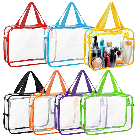 7Pcs 7 Colors PVC Zipper Storage Bags with Handle ABAG-PH0002-05-1