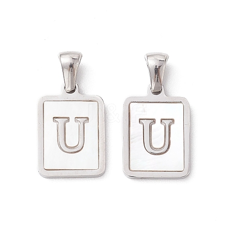 304 Stainless Steel Pave Shell Pendants STAS-G327-01P-U-1