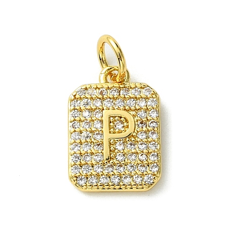 Rack Plating Brass Micro Pave Clear Cubic Zirconia Charms KK-G501-01P-G-1