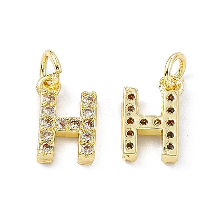 Real 18K Gold Plated Brass Micro Pave Clear Cubic Zirconia Charms KK-E068-VB452-H-1