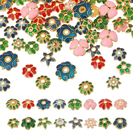 96Pcs 16 Styles Alloy Enamel Bead Caps FIND-CA0011-46-1