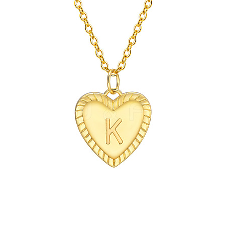 Golden Tone Brass Cable Chain Letter Heart Pendant Necklaces for Women PW-WG67FD6-11-1