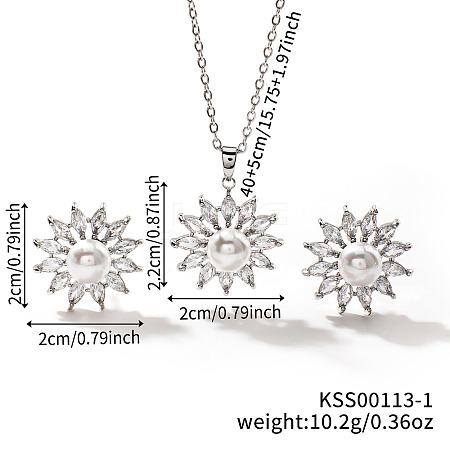 Chic Geometric Brass Rhinestones Stud Earrings & Necklaces for Woemn RP4250-1-1