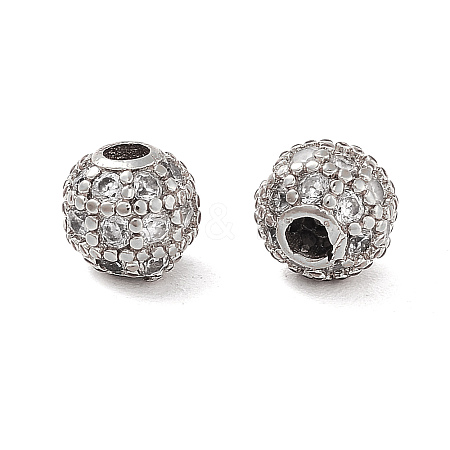 Round Brass Micro Pave Cubic Zirconia Beads ZIRC-N016-01P-4MM-1