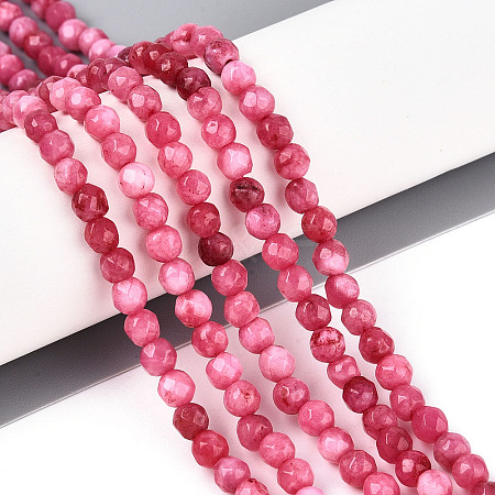 Dyed Natural White Jade Beads Strands X-G-T139-4mm-60-08-1