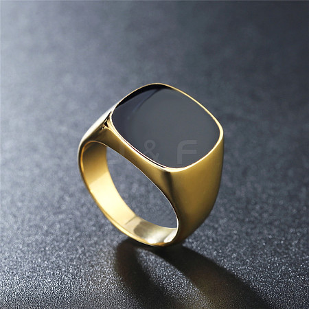 Square 304 Stainless Steel Enamel Finger Rings for Men FS-WG78CFC-06-1