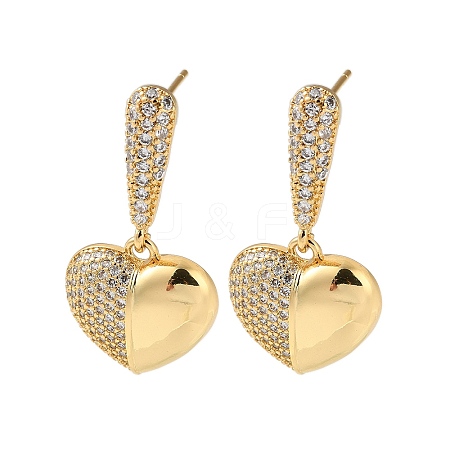 Brass Pave Cubic Zirconia Stud Earrings for Women EJEW-M258-09G-1