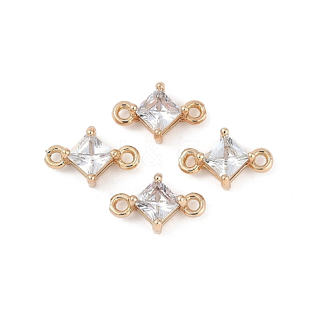 Brass Pave Glass Rhombus Links Connector Charms X1-GLAA-Q088-001E-1