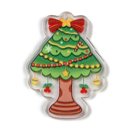 Christmas Theme Opaque Printed Acrylic Pendants SACR-S035-02A-1