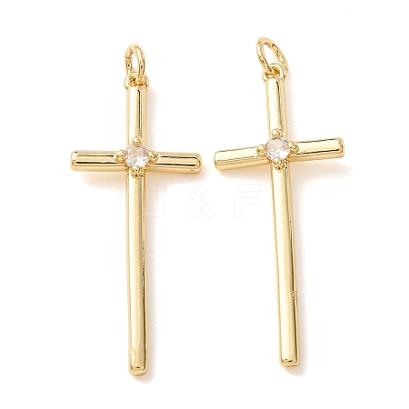 Brass Pave Clear Cubic Zirconia Pendants CU-CBA2907-01C-G-1