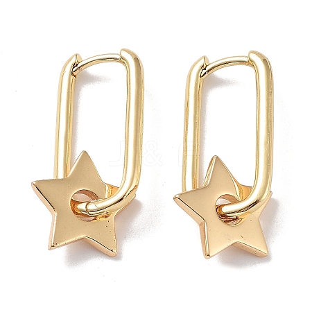 Brass Dangle Hoop Earrings EJEW-L269-051G-1