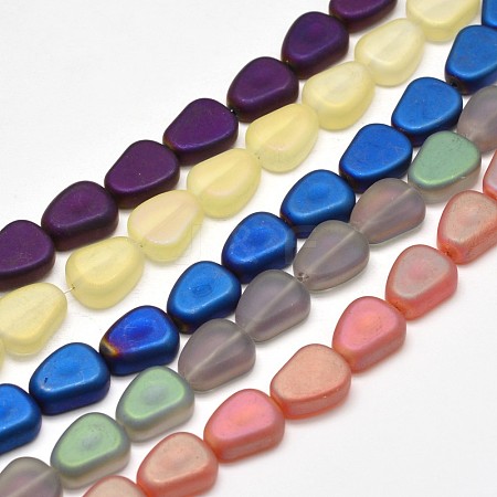 Frosted Electroplate Glass Beads Strands EGLA-M003-M-1
