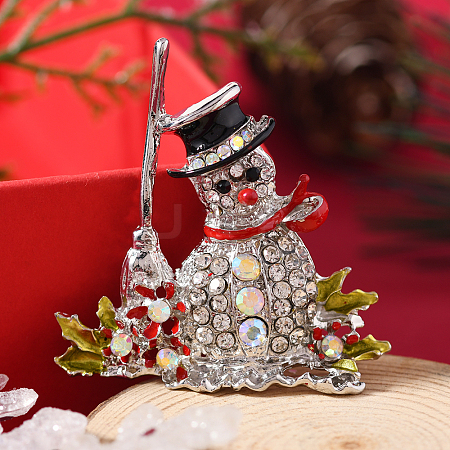 Christmas Theme Alloy Rhinestone Brooch Pin LK2414-18-1