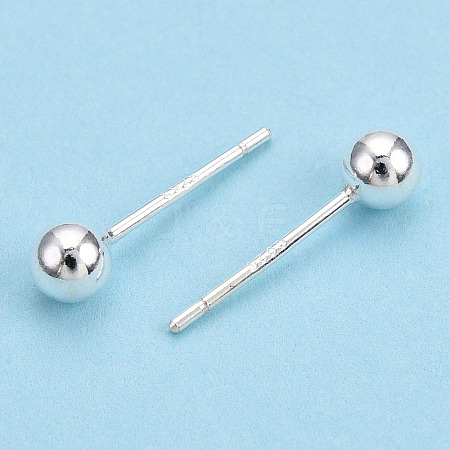 925 Sterling Silver Round Ball Stud Earrings STER-T005-01E-1