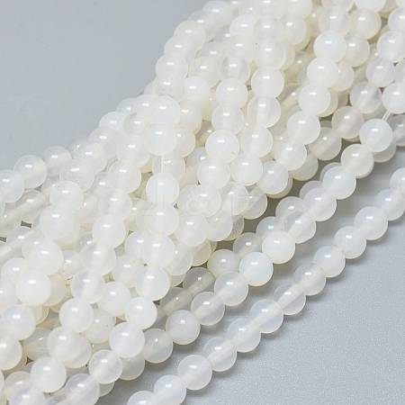 Natural White Agate Beads Strands G-D0005-27-4mm-1