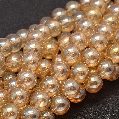 Full Rainbow Plated Round Glass Beads Strands X-EGLA-I001-10mm-01-1