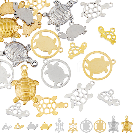 20Pcs 10 Style 201 & 304 Stainless Steel Pendants STAS-HY0001-15-1