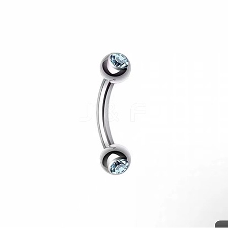 Round 304 Stainless Steel Rhinestone Eyebrow Curved Barbell Rings WGCF9EA-06-1