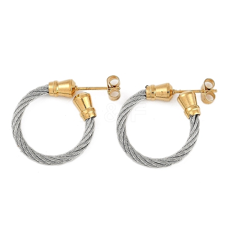 Ion Plating(IP) 304 Stainless Steel Twist Stud Earrings for Women EJEW-M023-06B-1