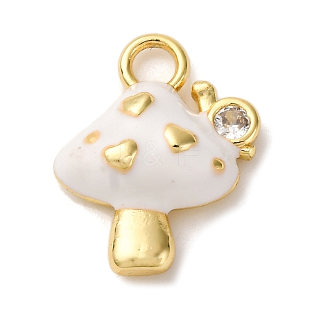Brass Micro Pave Clear Cubic Zirconia Enamel Pendants KK-I276-26G-02-1
