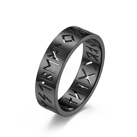 Hollow Word Stainless Steel Finger Rings FIND-PW0020-13G-EB-1