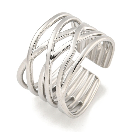 Non-Tarnish 304 Stainless Steel Open Cuff Ring RJEW-A043-27P-1