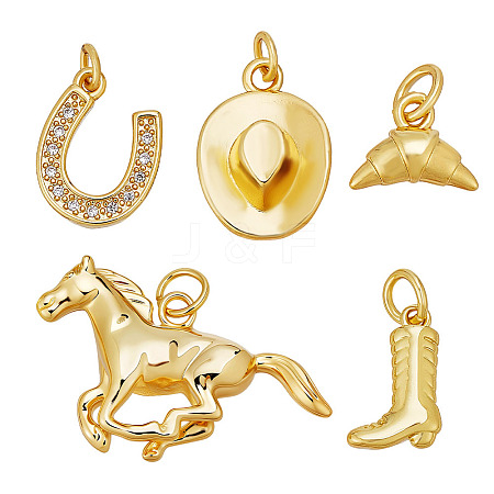 10Pcs 5 Styles Brass Pendants KK-AR0004-66-1