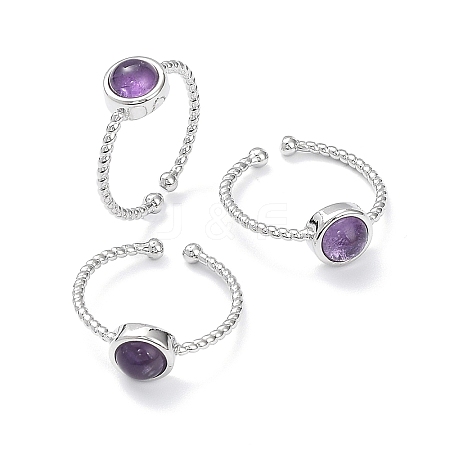 Natural Amethyst Cuff Rings RJEW-E074-01P-03-1