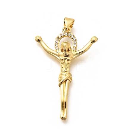 Religion Themed Rack Plating Brass Micro Pave Cubic Zirconia Pendants KK-L226-007G-16-1