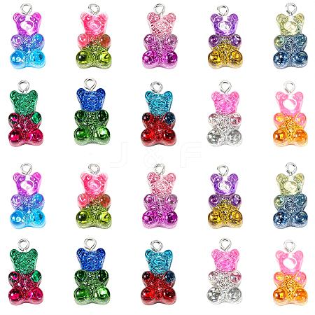 40Pcs 10 Colors Transparent Resin Pendants RESI-CP0001-11-1