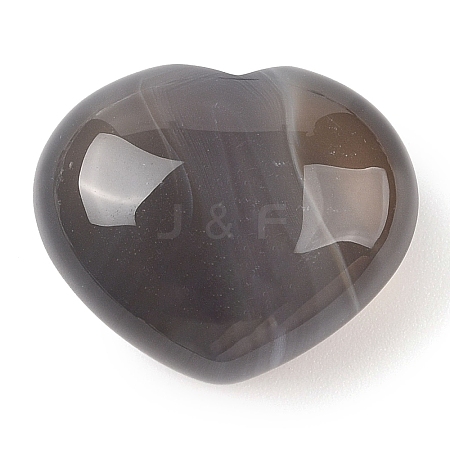 Natural Grey Agate Love Heart Stone G-I367-03E-1