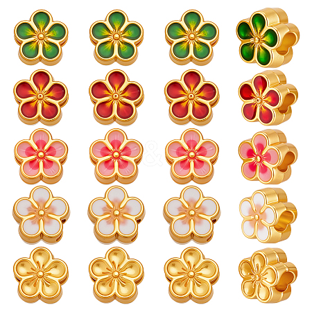 40Pcs 5 Colors Alloy European Beads FIND-WR0012-38-1