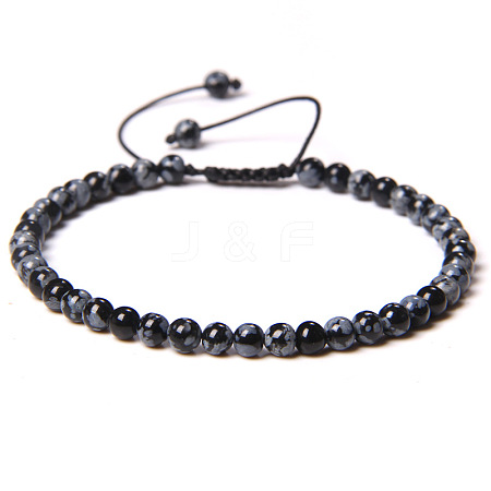 Adjustable women's Snowflake Obsidian Beaded bracelet CN3407-42-1