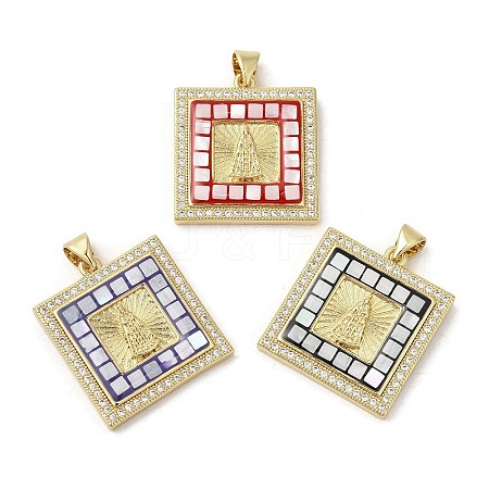 Brass Micro Pave Cubic Zirconia Pendants KK-K385-032G-1