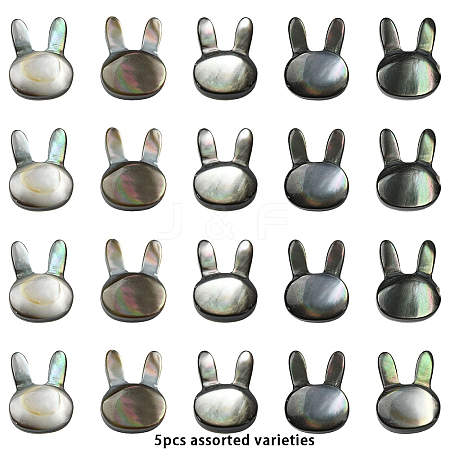 5Pcs Natural Black Lip Shell Beads SHEL-YW0001-22-1